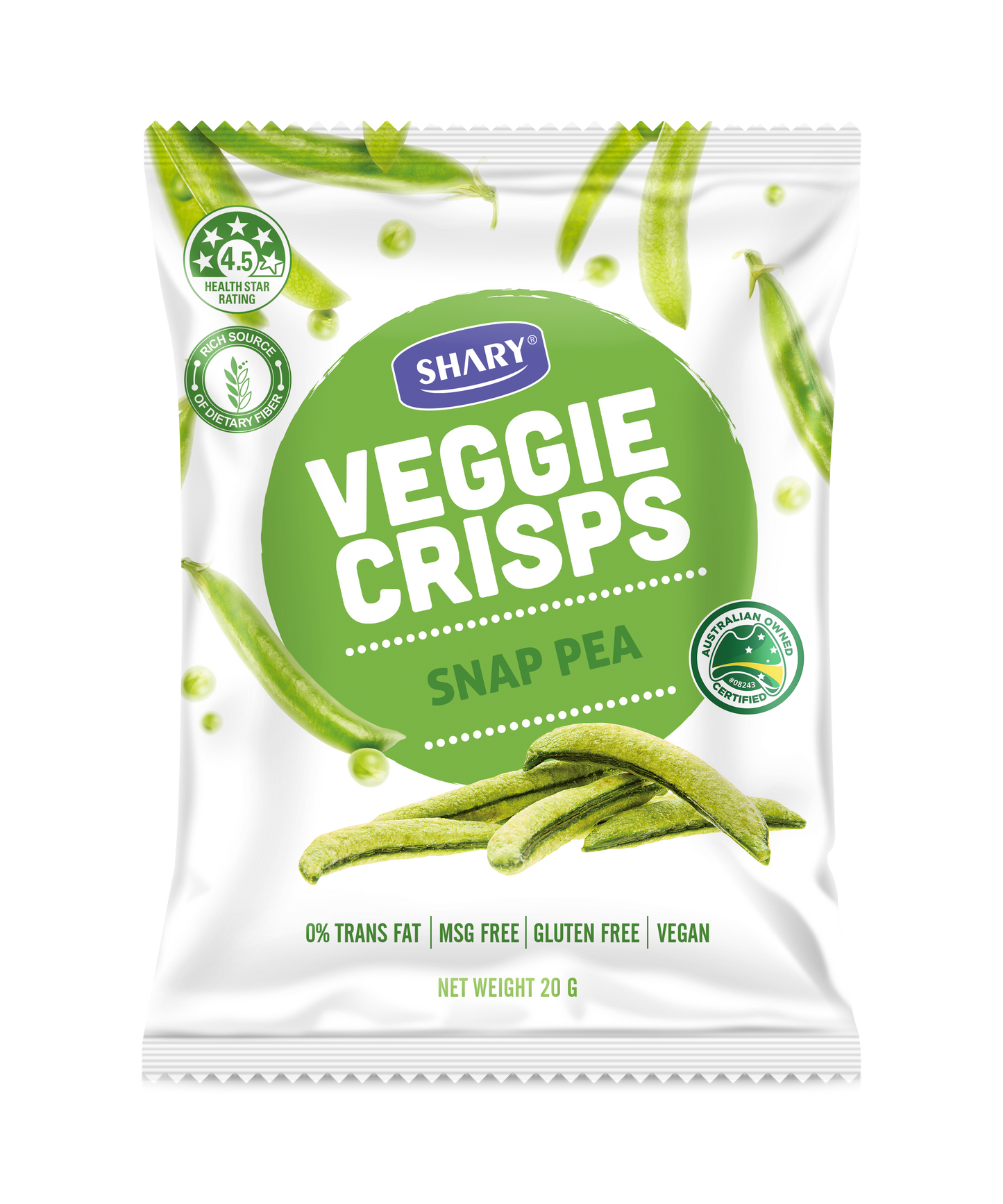 Shary Snap Pea Crisps 20 Gram-12 Pack